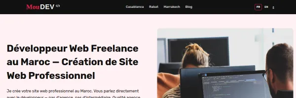 MouDevPro — site vitrine développeur web freelance Maroc, création site web Casablanca Rabat Marrakech