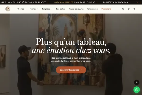 Nuance Art — création site e-commerce tableaux calligraphie et zellige encadrés Casablanca