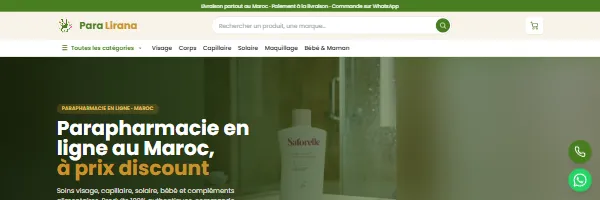 Para Lirana — création site e-commerce parapharmacie en ligne Maroc, boutique produits de soins